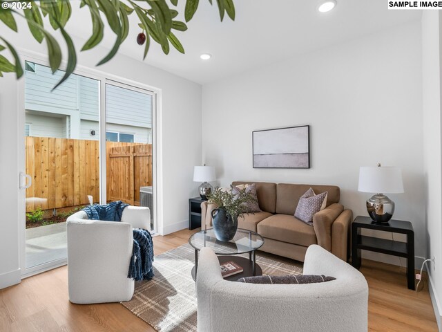 living room featuring light wood-type flooring