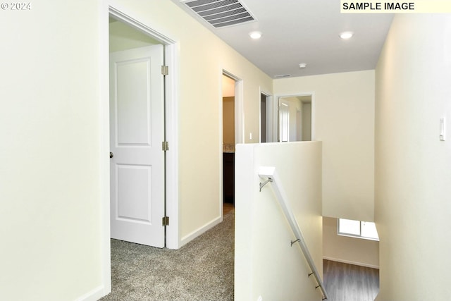 3907 SW Duniway Ln, Gresham, OR 97080 - corridor featuring an upstairs landing, baseboards, recessed lighting, and carpet