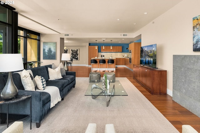 living room featuring wood-type flooring