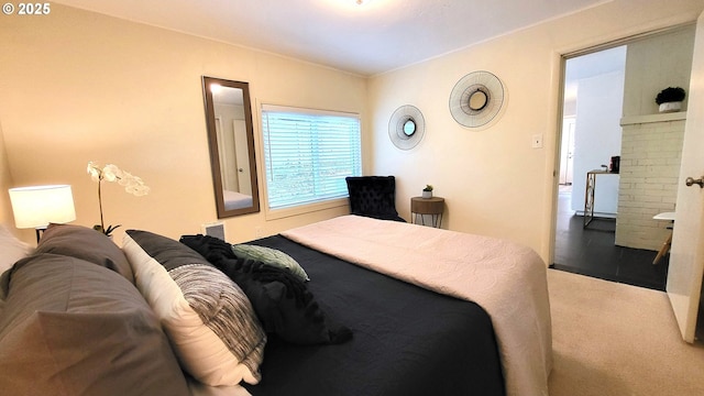 1400 W 40th St, Eugene, OR 97405 - bedroom featuring carpet and a brick fireplace
