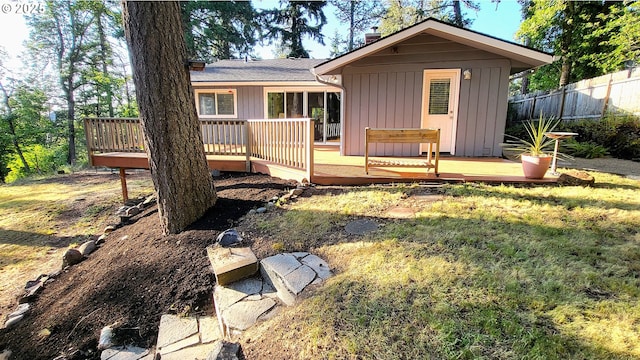 1400 W 40th St, Eugene, OR 97405 - back of house featuring a deck and a chimney