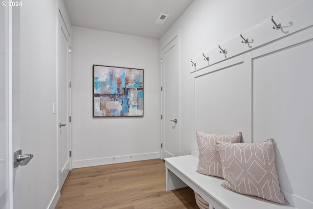 mudroom featuring light hardwood / wood-style flooring