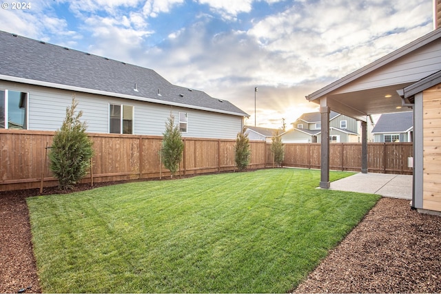 view of yard with a patio area