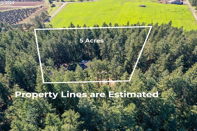 birds eye view of property with a rural view