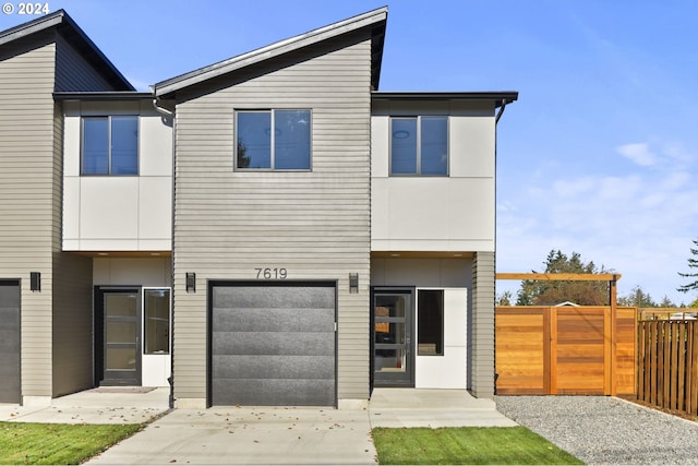 modern home featuring a garage