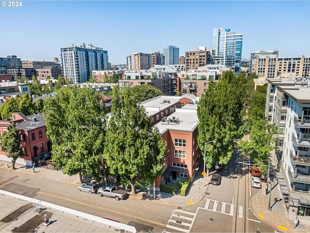 birds eye view of property with a view of city