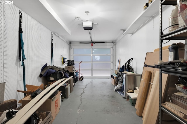 garage with a garage door opener