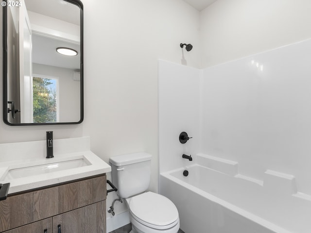 full bathroom featuring vanity, toilet, and shower / bath combination