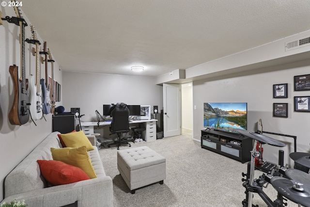 living room with carpet floors