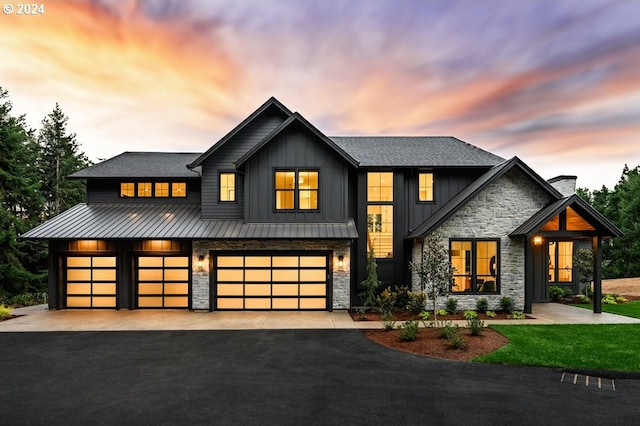 view of front of house with a garage