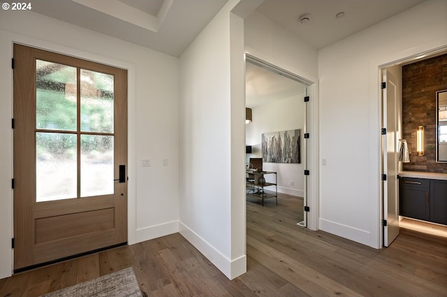 entryway featuring hardwood / wood-style flooring