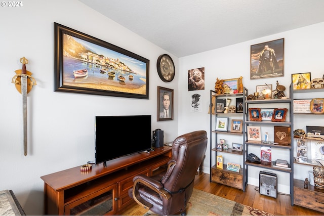 office area featuring hardwood / wood-style floors