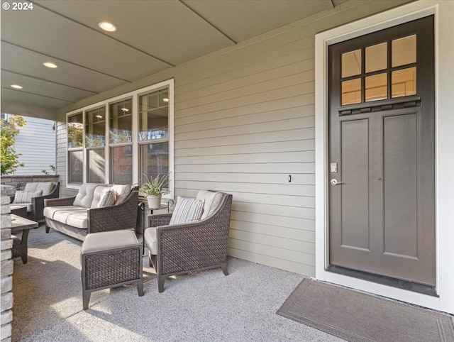 view of patio featuring a porch