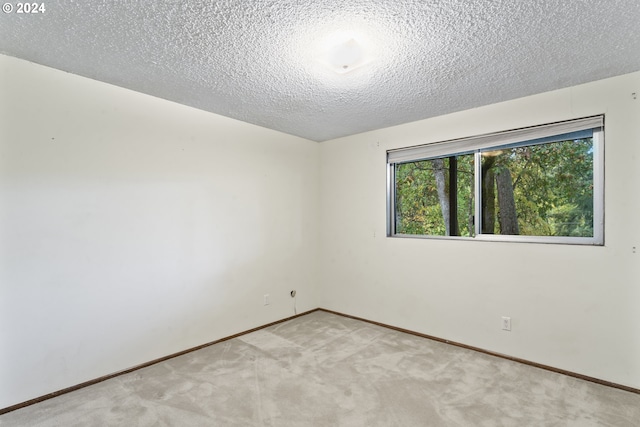 spare room with light carpet and a textured ceiling