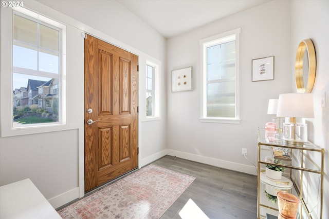 entrance foyer with hardwood / wood-style floors