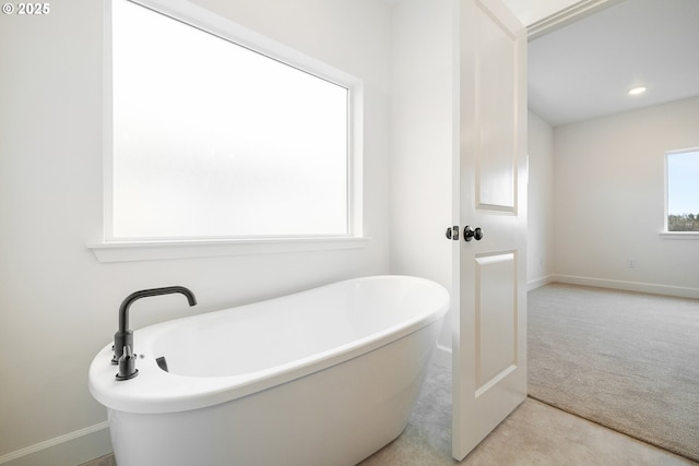 bathroom featuring a washtub