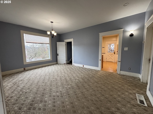 interior space with a chandelier