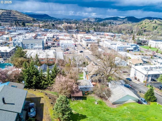 aerial view featuring a mountain view