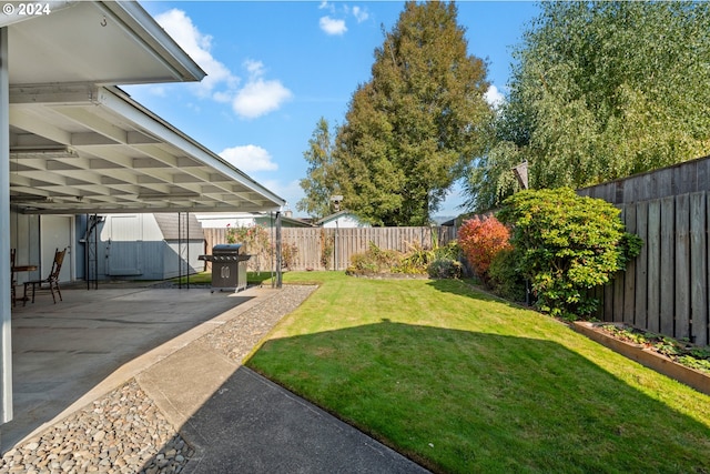 view of yard with a patio and a carport