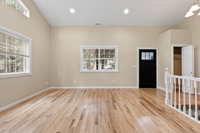 foyer with light wood-type flooring