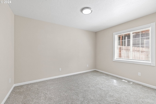 unfurnished room with carpet flooring and a textured ceiling