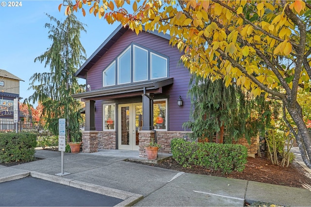 view of front of property featuring french doors