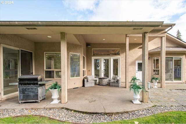 view of patio with area for grilling