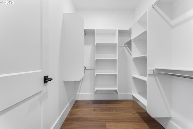 walk in closet featuring dark hardwood / wood-style floors