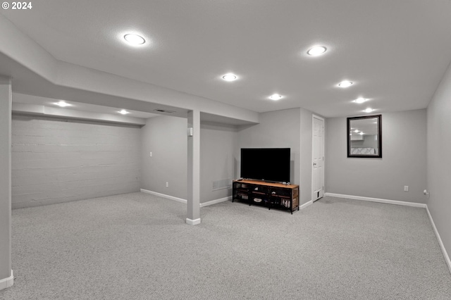 basement featuring carpet floors