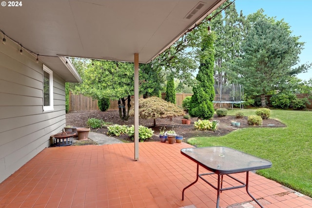 view of patio / terrace with a trampoline