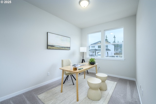 office space featuring baseboards and carpet