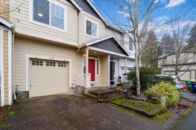 view of front of home with a garage