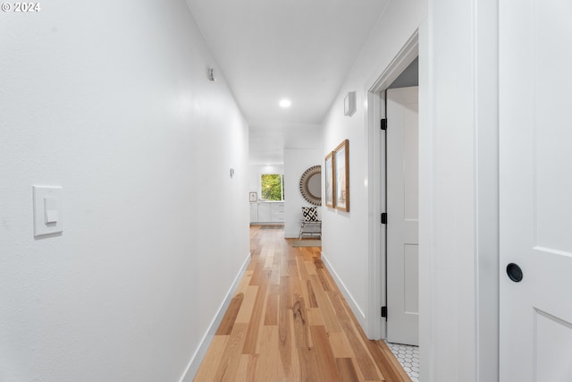 hall featuring light wood-type flooring