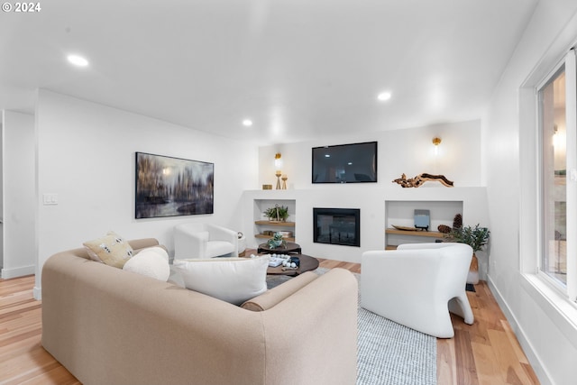 living room featuring light hardwood / wood-style flooring