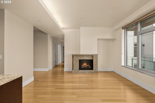 unfurnished living room featuring light hardwood / wood-style floors