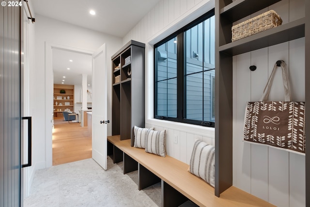 mudroom featuring light hardwood / wood-style flooring