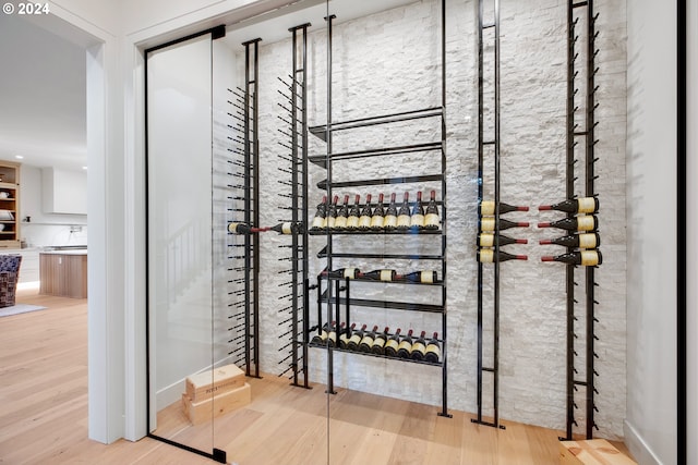 wine area featuring light hardwood / wood-style floors