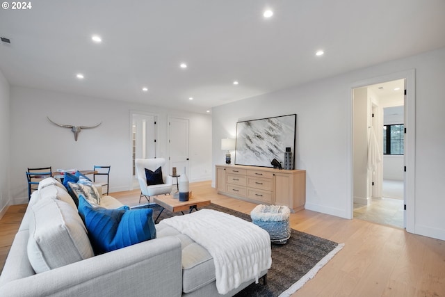 living room featuring light hardwood / wood-style flooring