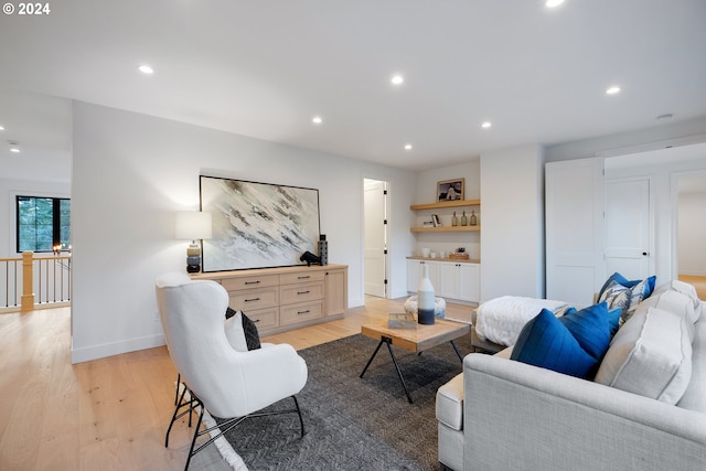 living room featuring light wood-type flooring