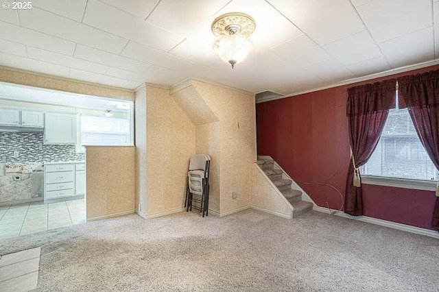 bonus room with light colored carpet