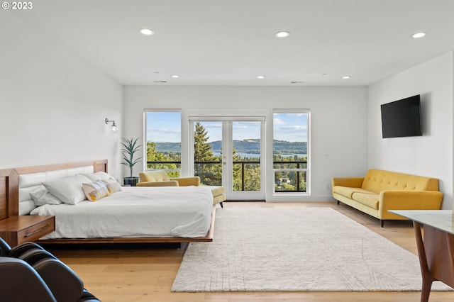 bedroom with hardwood / wood-style floors