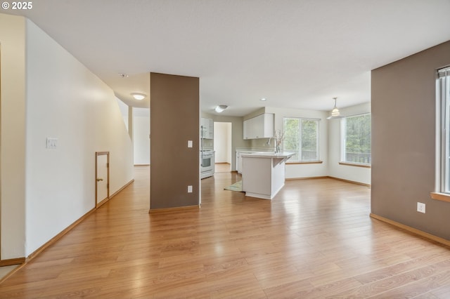 4135 SW Brugger St, Portland, OR 97219 - unfurnished living room featuring light wood-style flooring and a sink