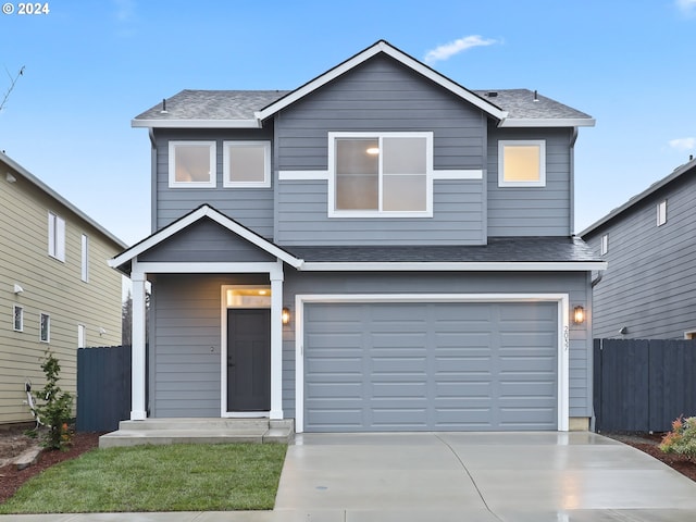 view of front facade with a garage