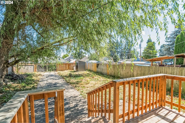 wooden deck featuring a fenced backyard