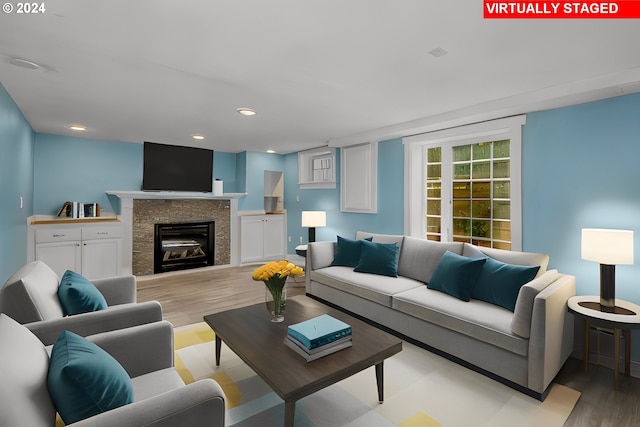 living room with light wood-type flooring