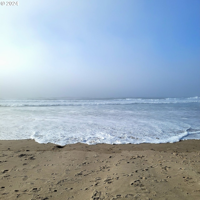 property view of water featuring a beach view