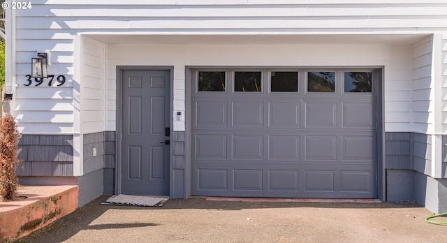 view of garage