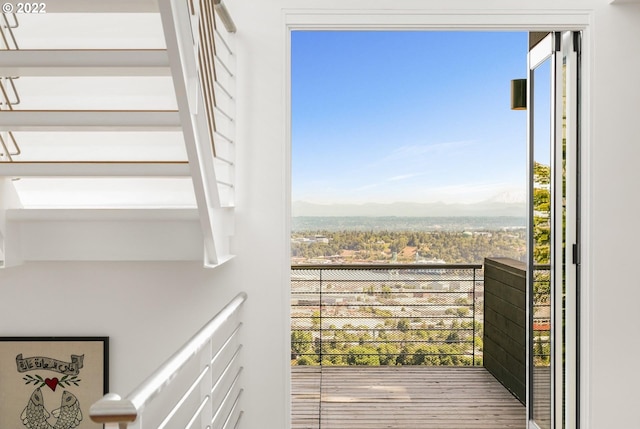 balcony with a mountain view