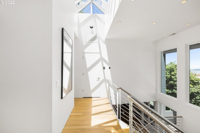 staircase featuring hardwood / wood-style flooring