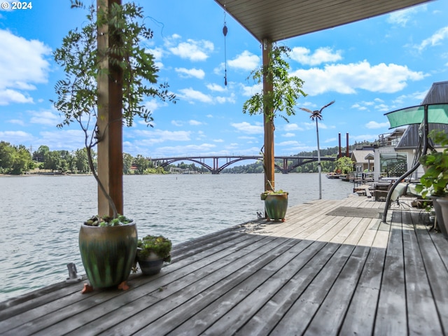 view of dock featuring a water view